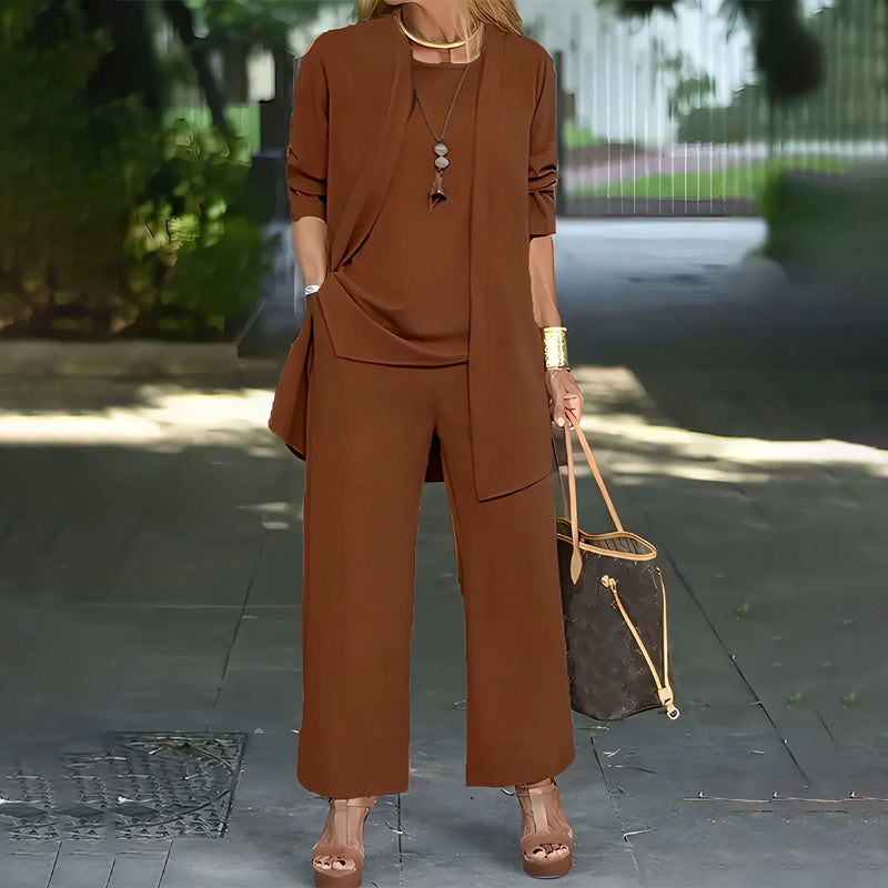 Conjunto Chic de 3 Piezas para Mujeres con Corte Suelto