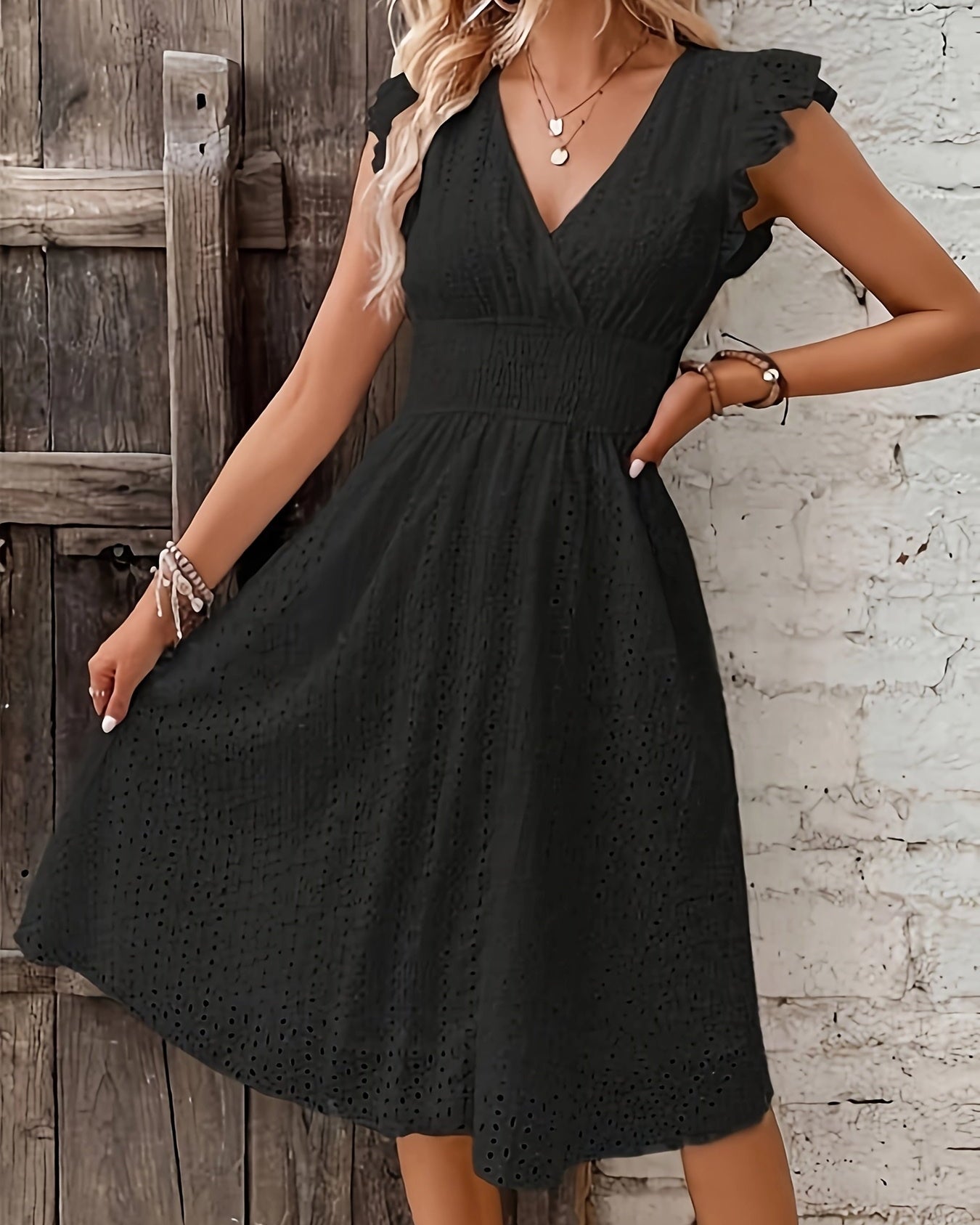 Vestido de Verano con Corte Acampanado y Escote en V para Mujeres