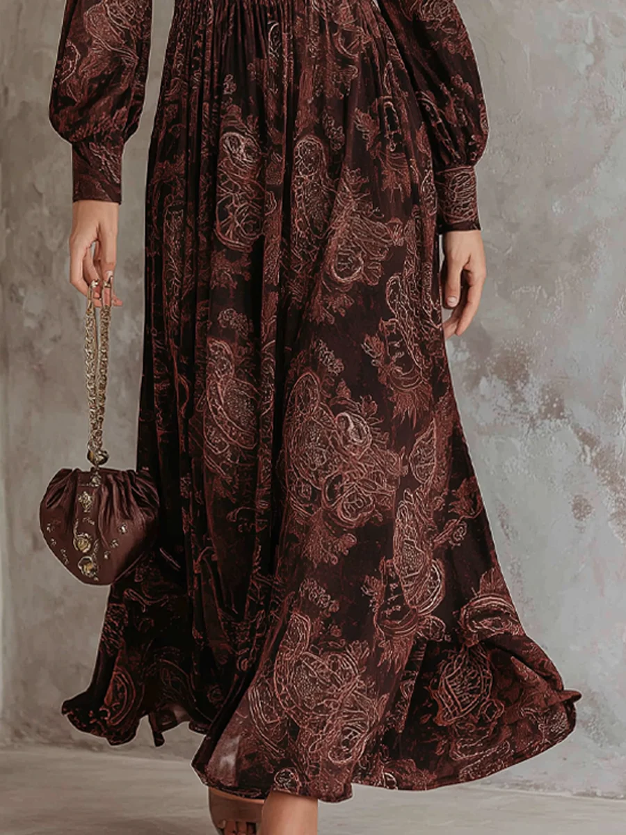 Ariane™ | Vestido Maxi Paisley con Acento en la Cintura