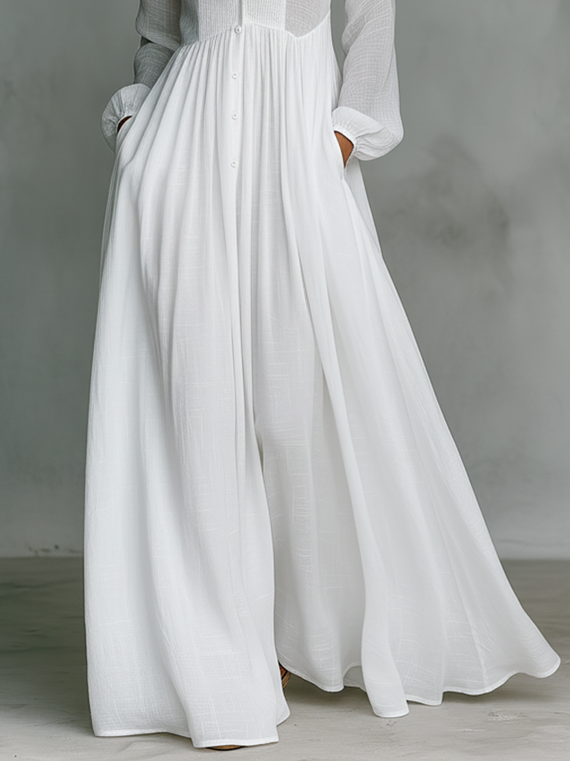 Vestido Maxi de Algodón y Lino
