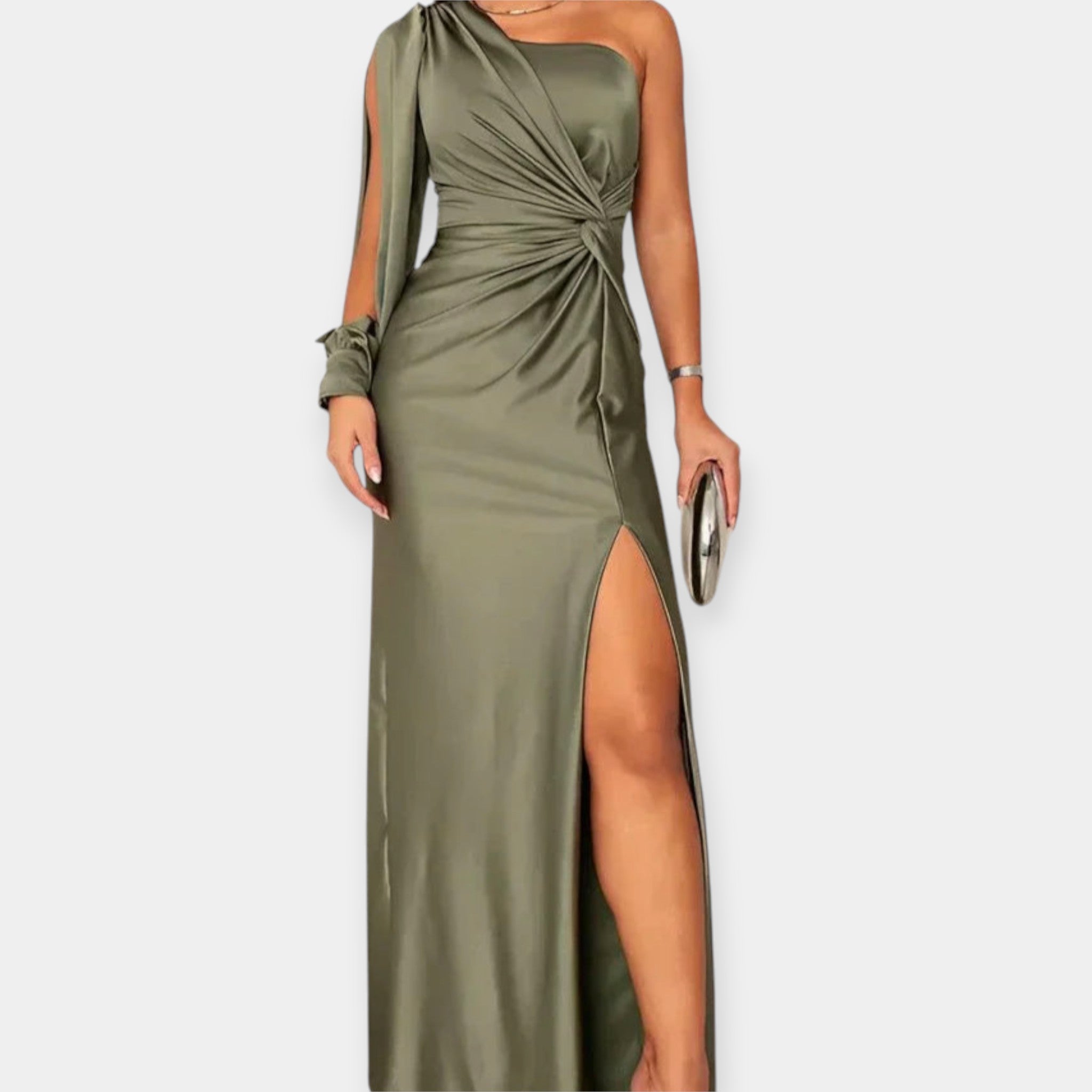 Vestido Maxi con Un Hombro y Abertura