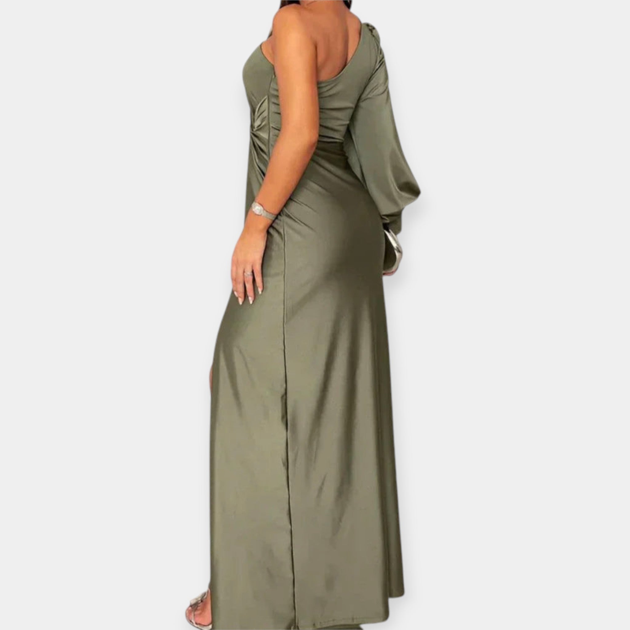 Vestido Maxi con Un Hombro y Abertura