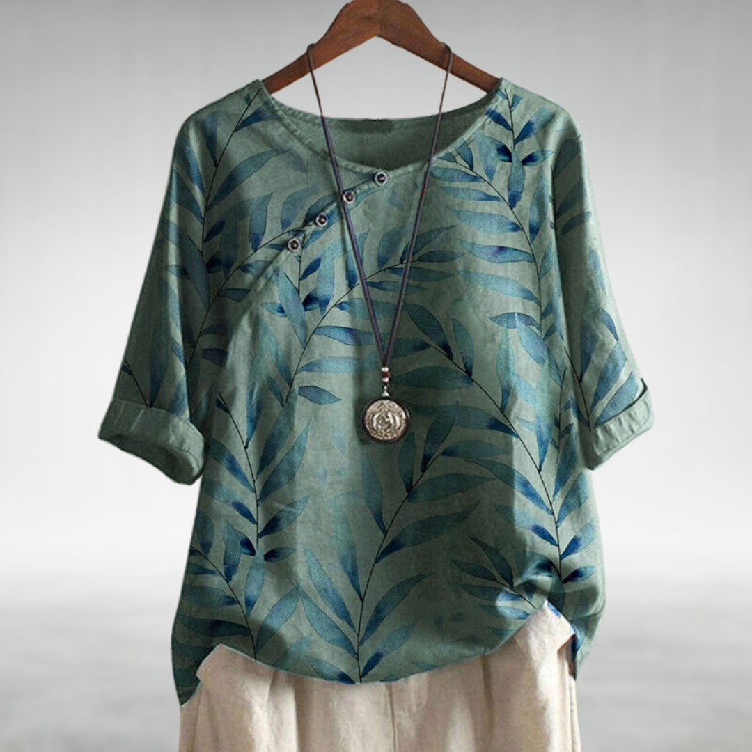 Dune | Blusa casual con estampado de hojas y botones para mujer