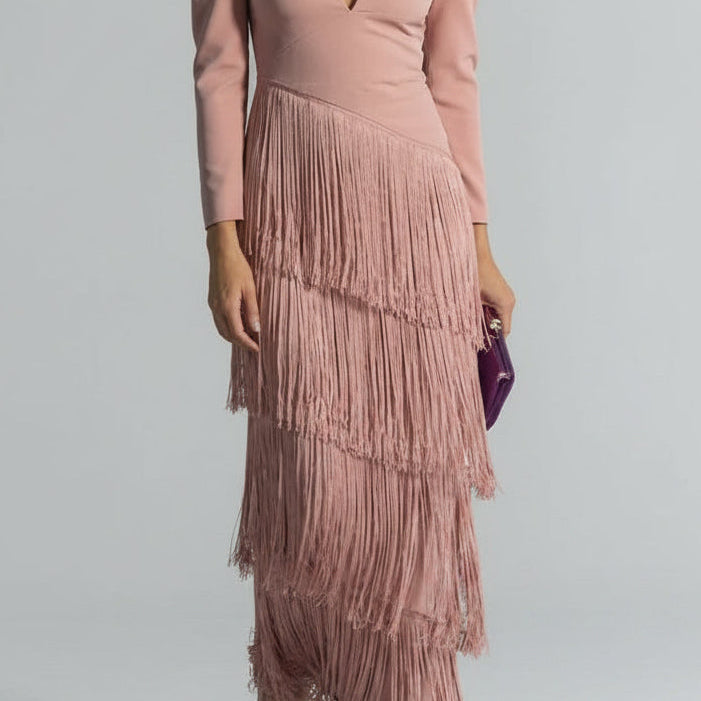 Clara | Vestido Elegante con Mangas de Flecos