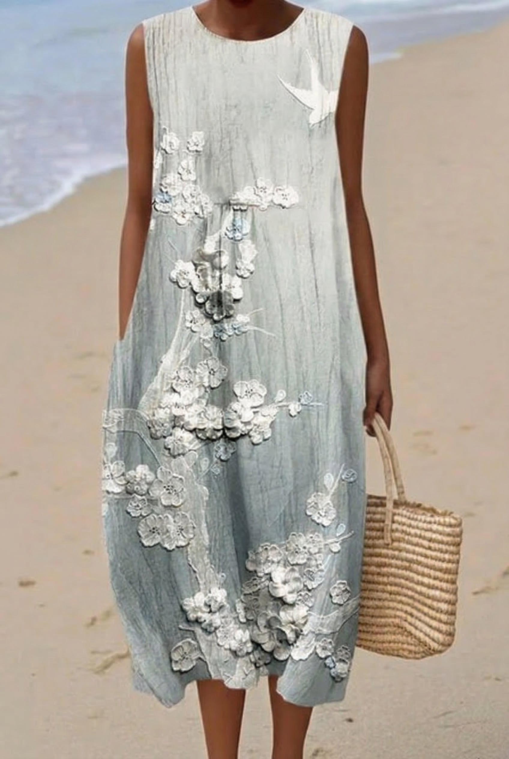 Sakura | Vestido Midi Flores y Pájaros