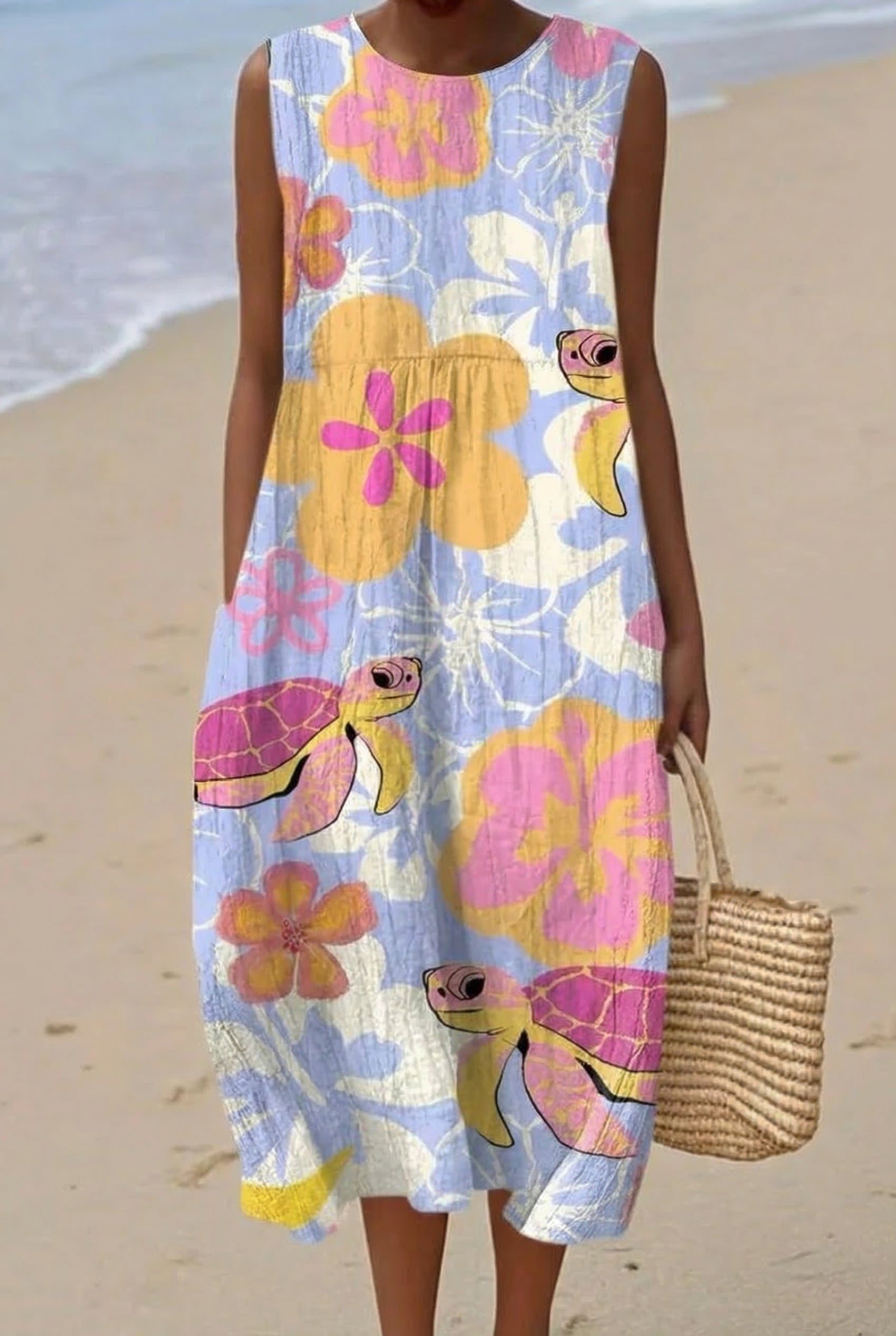 Tortuga | Vestido Midi Tortugas Tropicales