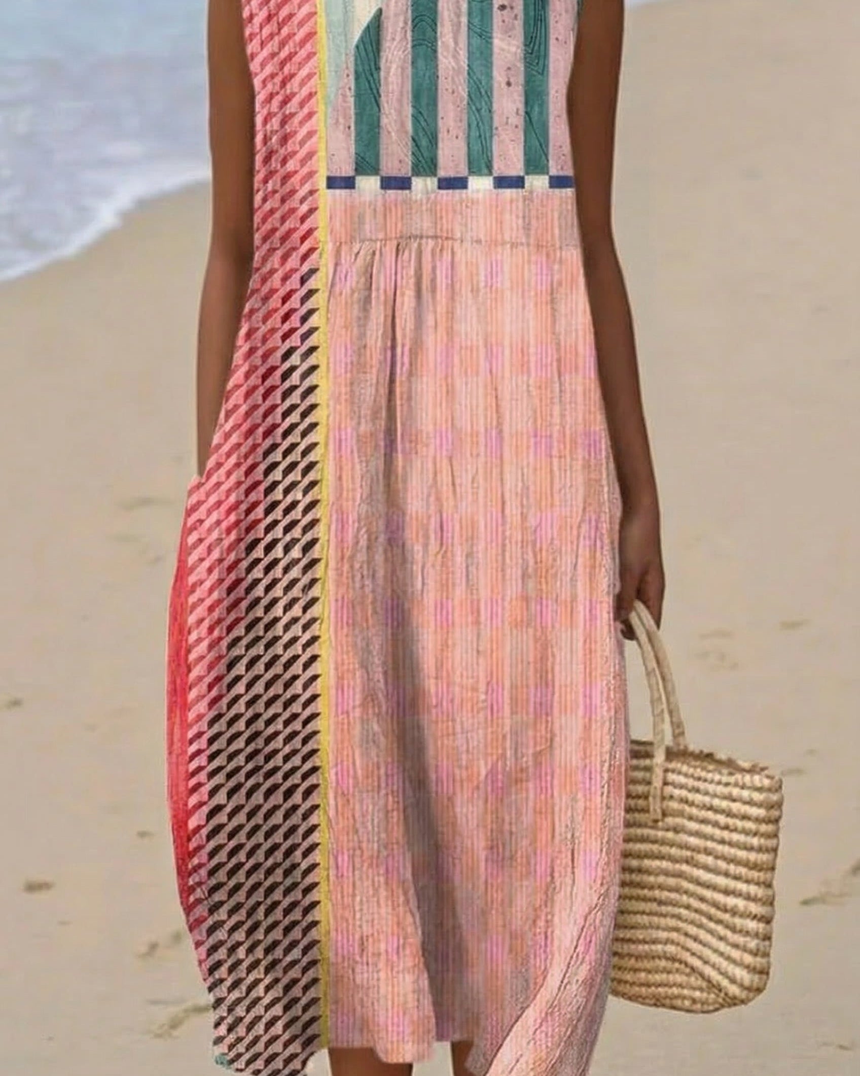 Funky | Vestido Midi Mezcla de Patrones