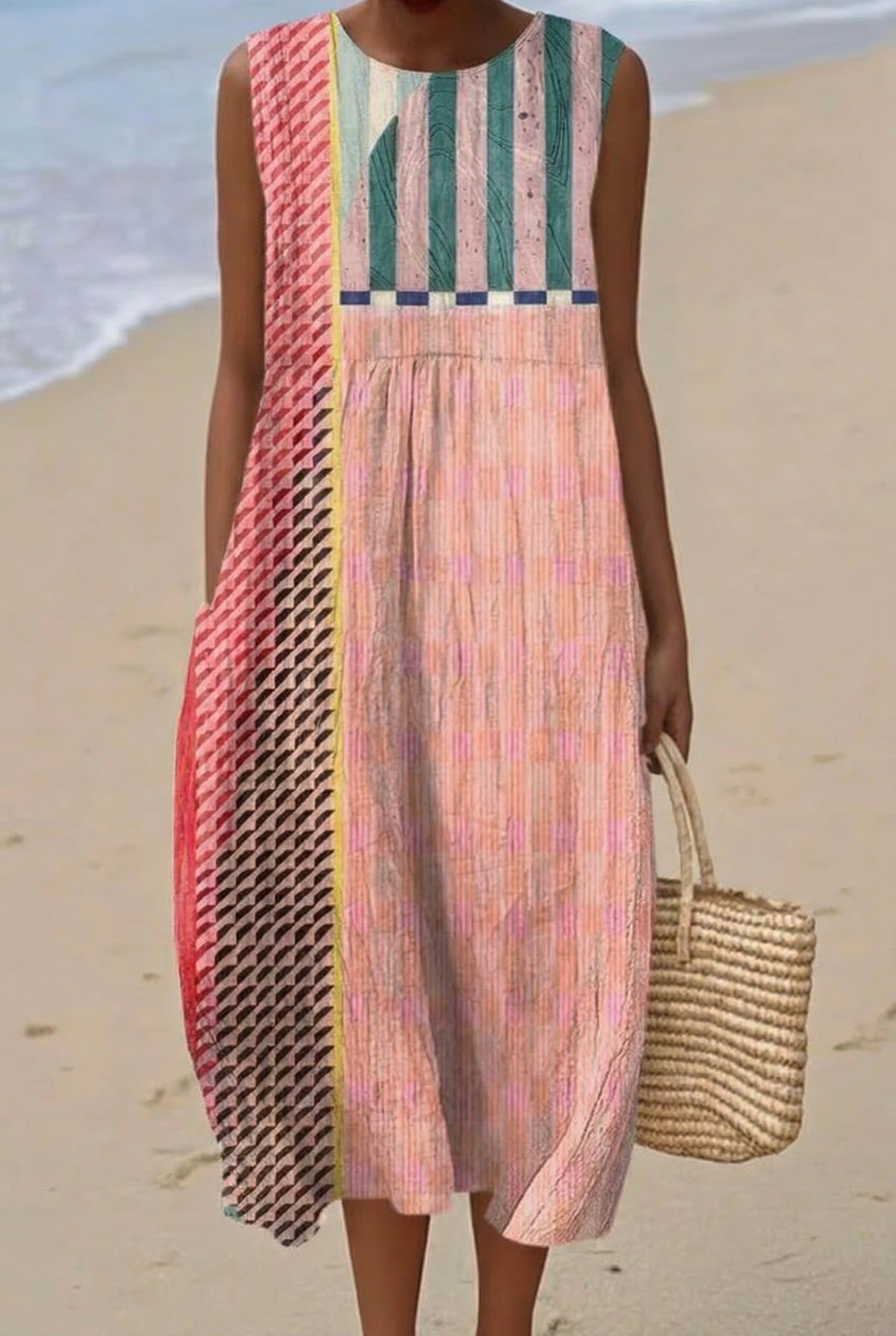 Funky | Vestido Midi Mezcla de Patrones