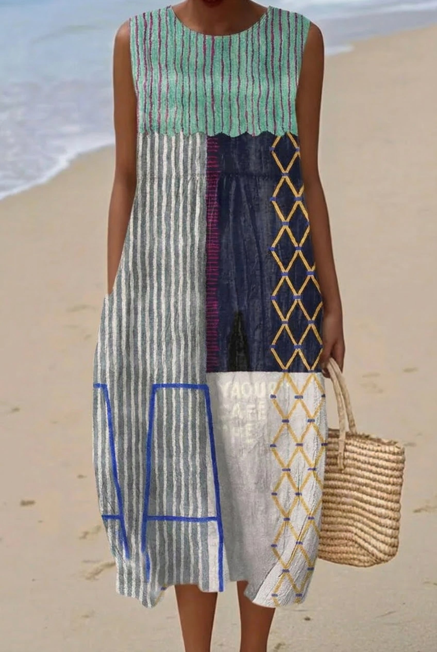 Nómada | Vestido Midi Patchwork Ecléctico