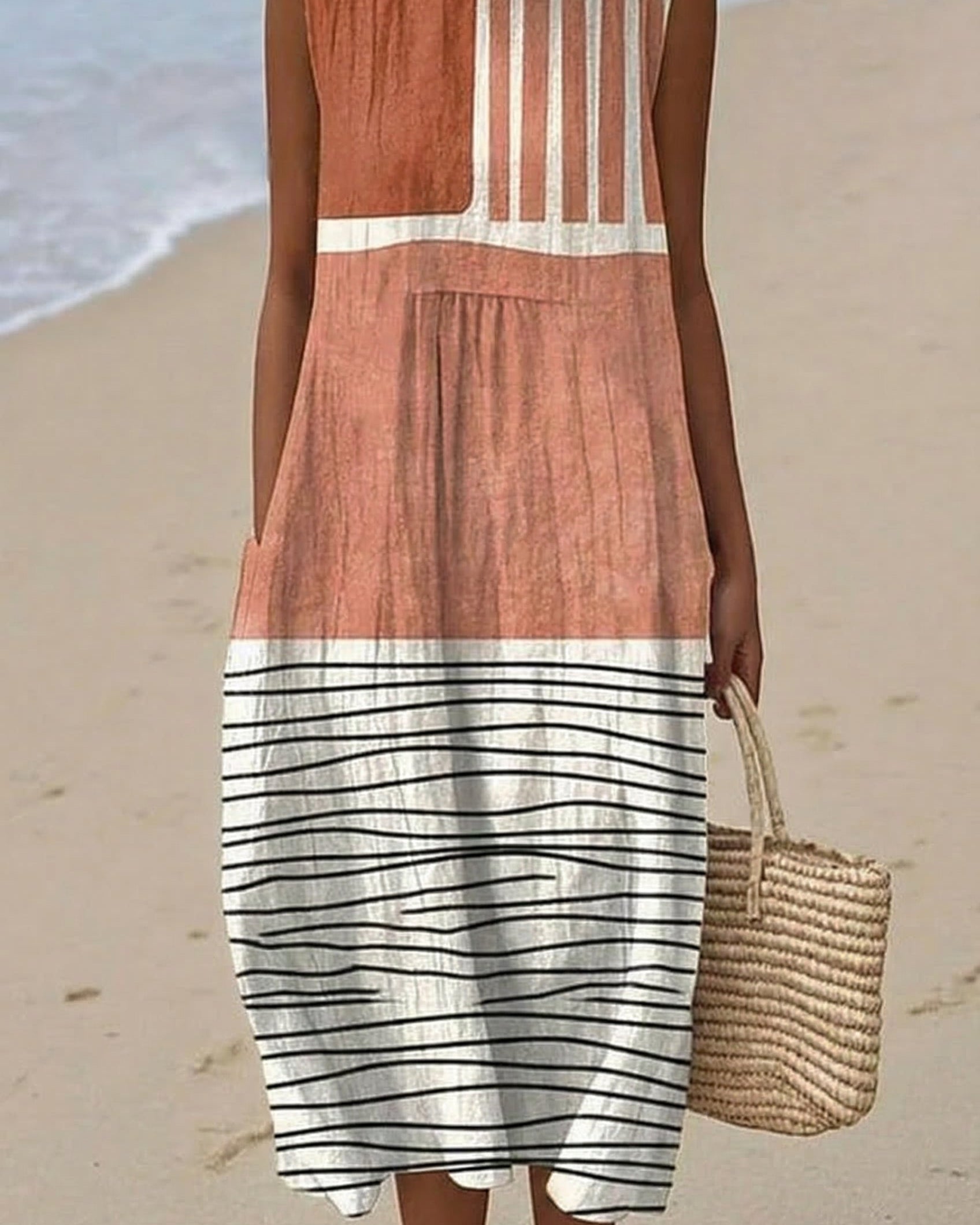 Céleste | Vestido Midi Terracota Marinière