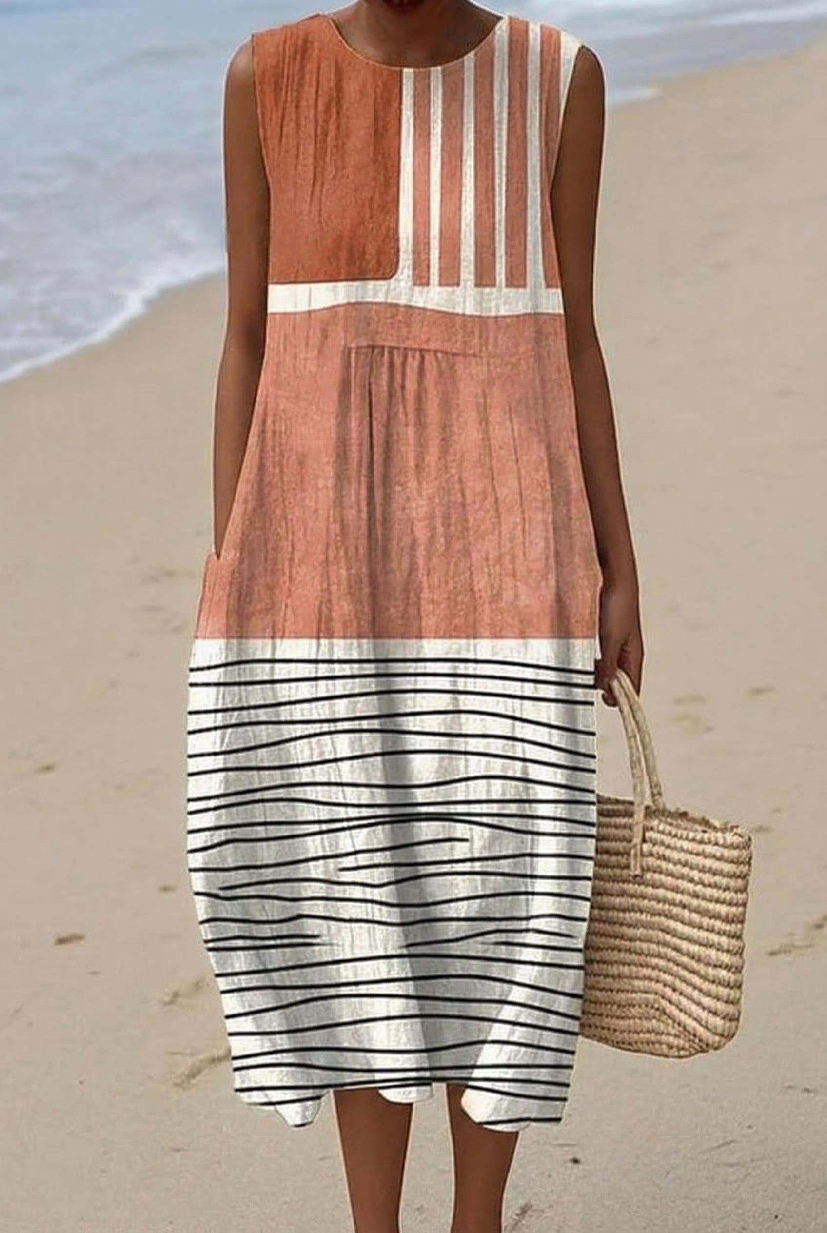 Céleste | Vestido Midi Terracota Marinière