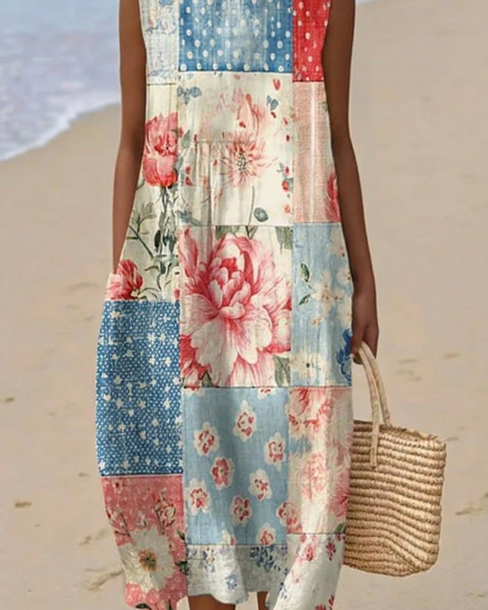 Violette | Vestido Midi Patchwork Peonía