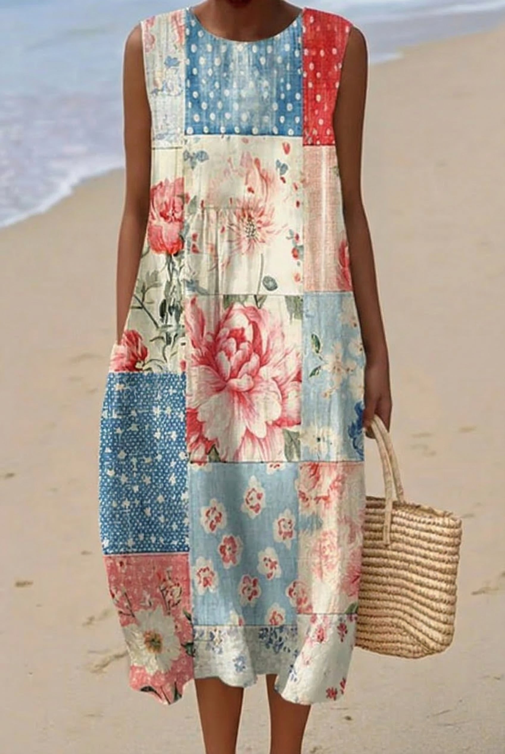 Violette | Vestido Midi Patchwork Peonía