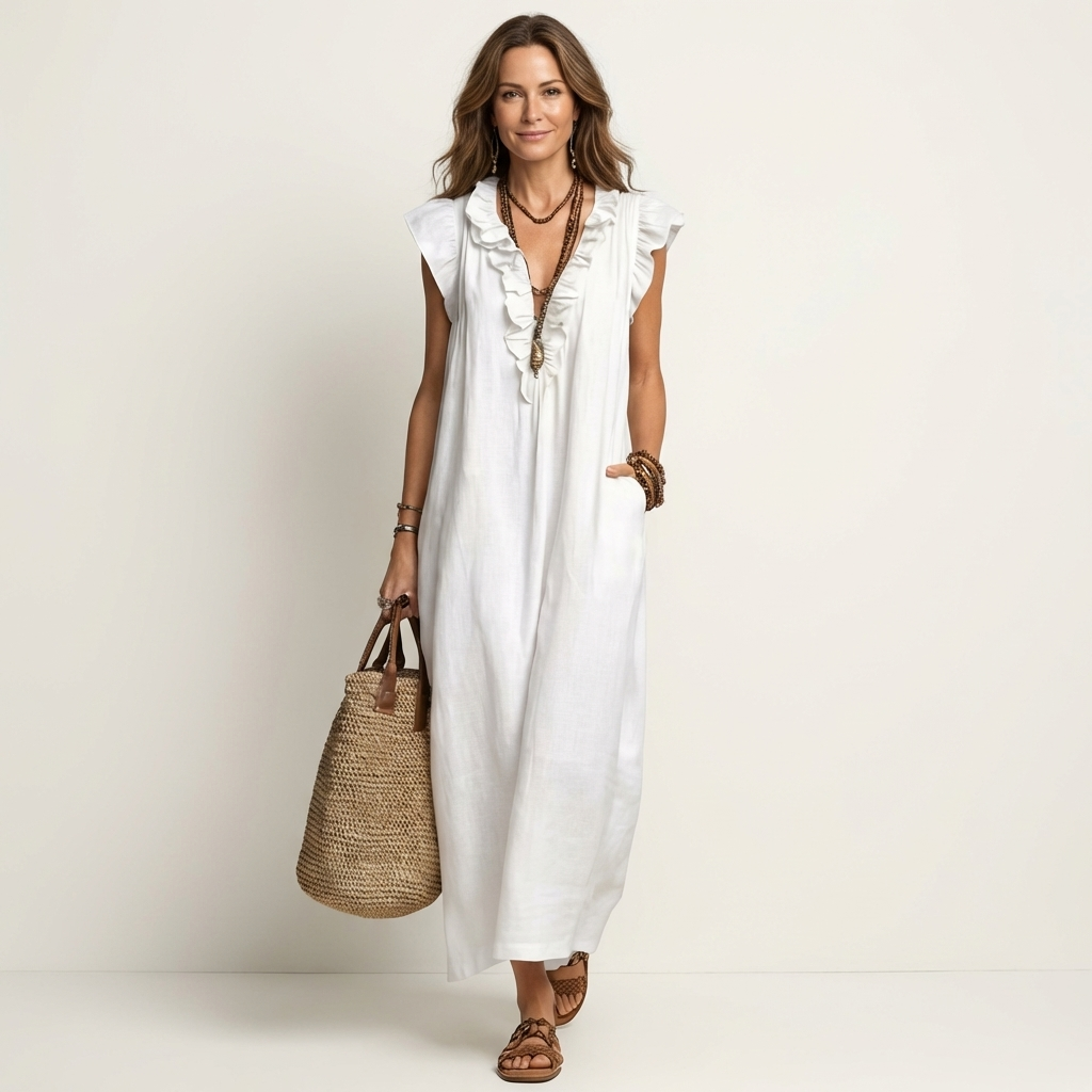 Vestido Maxi Josette - Elegancia Fluida con Volantes