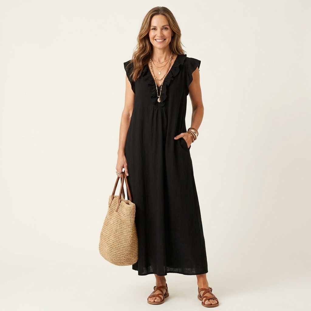 Vestido Maxi Josette - Elegancia Fluida con Volantes