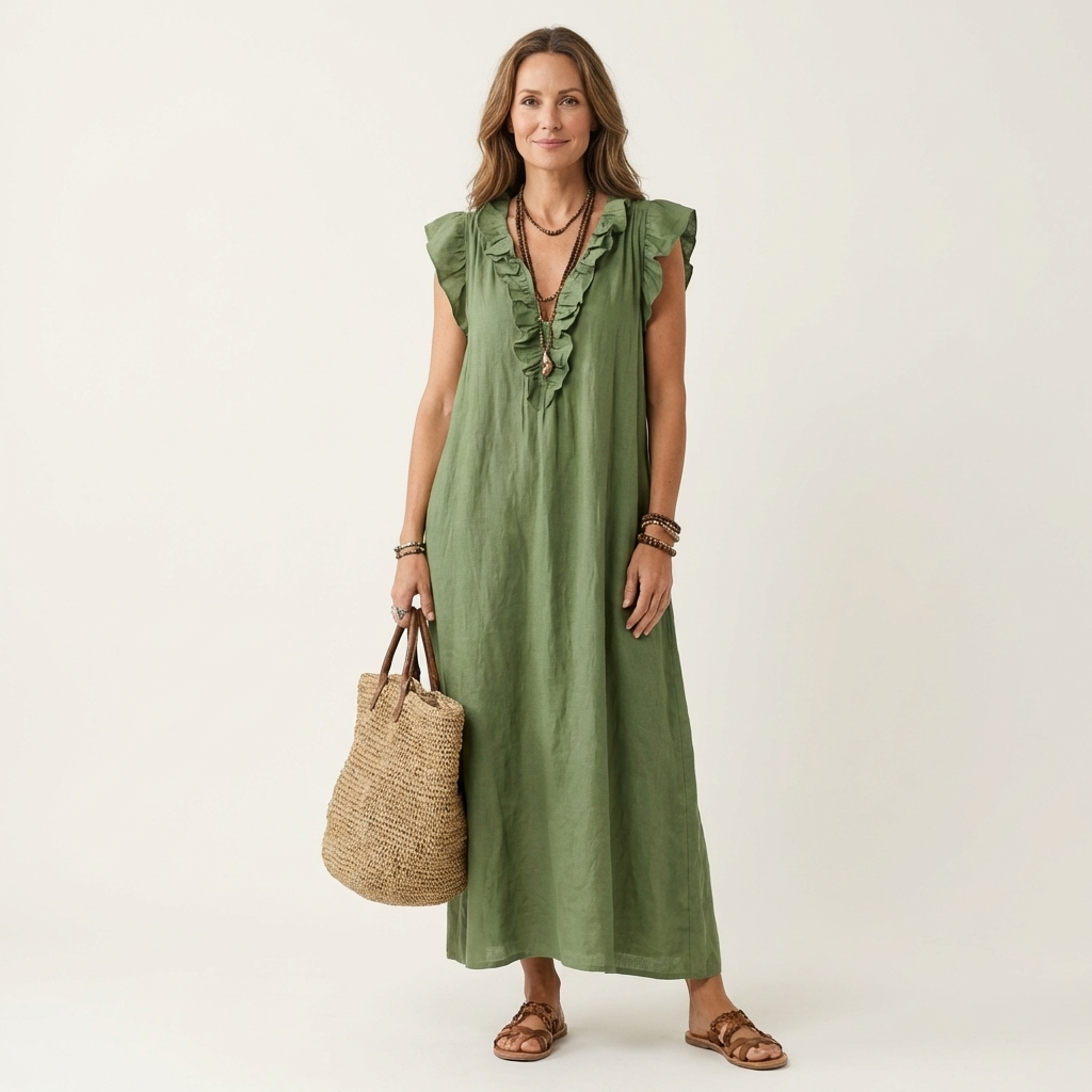Vestido Maxi Josette - Elegancia Fluida con Volantes