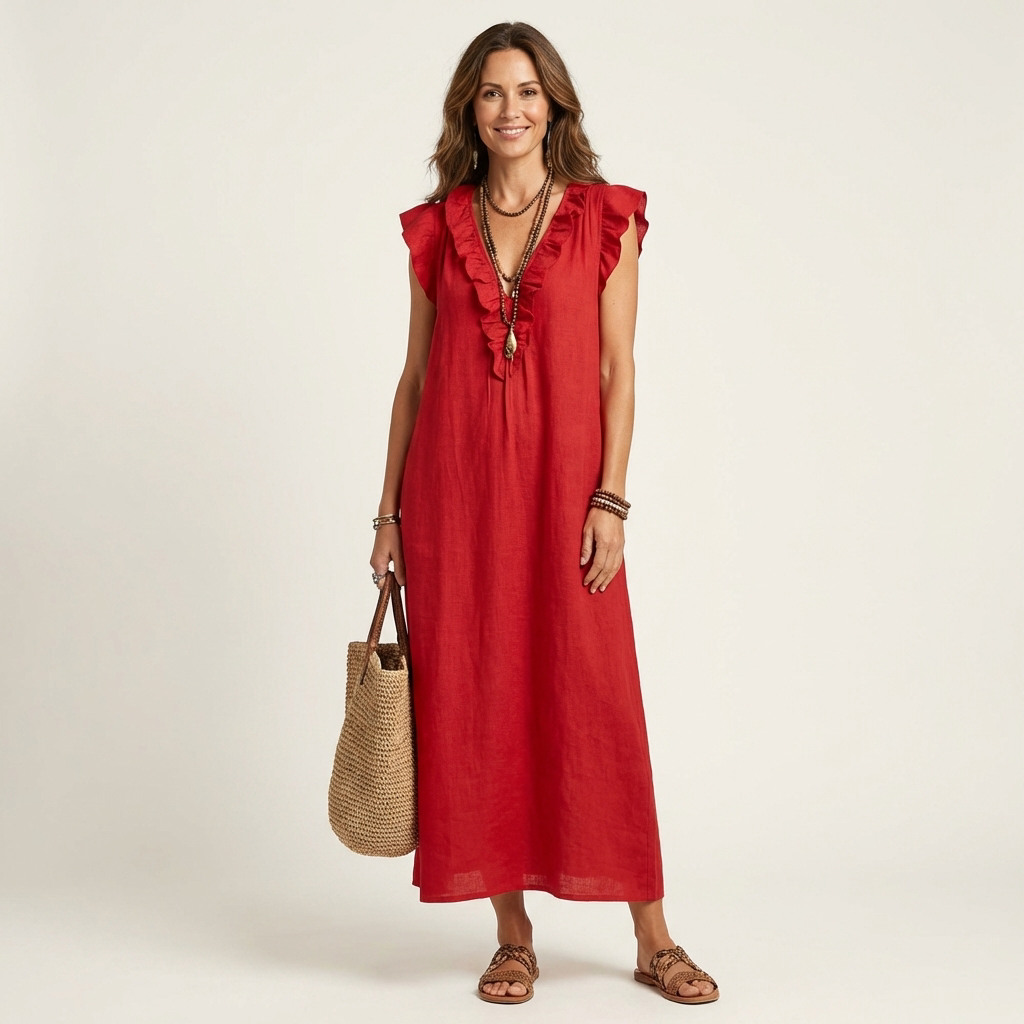 Vestido Maxi Josette - Elegancia Fluida con Volantes
