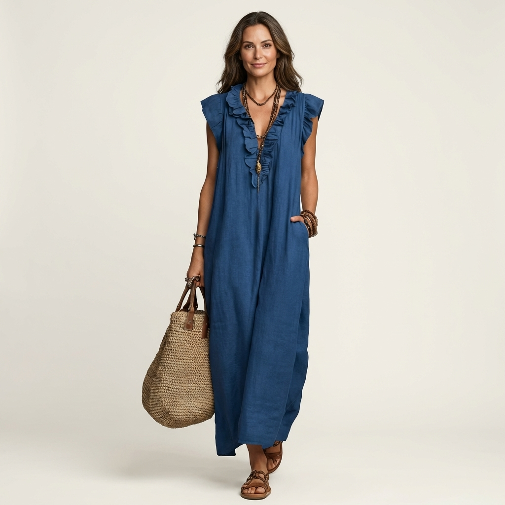 Vestido Maxi Josette - Elegancia Fluida con Volantes
