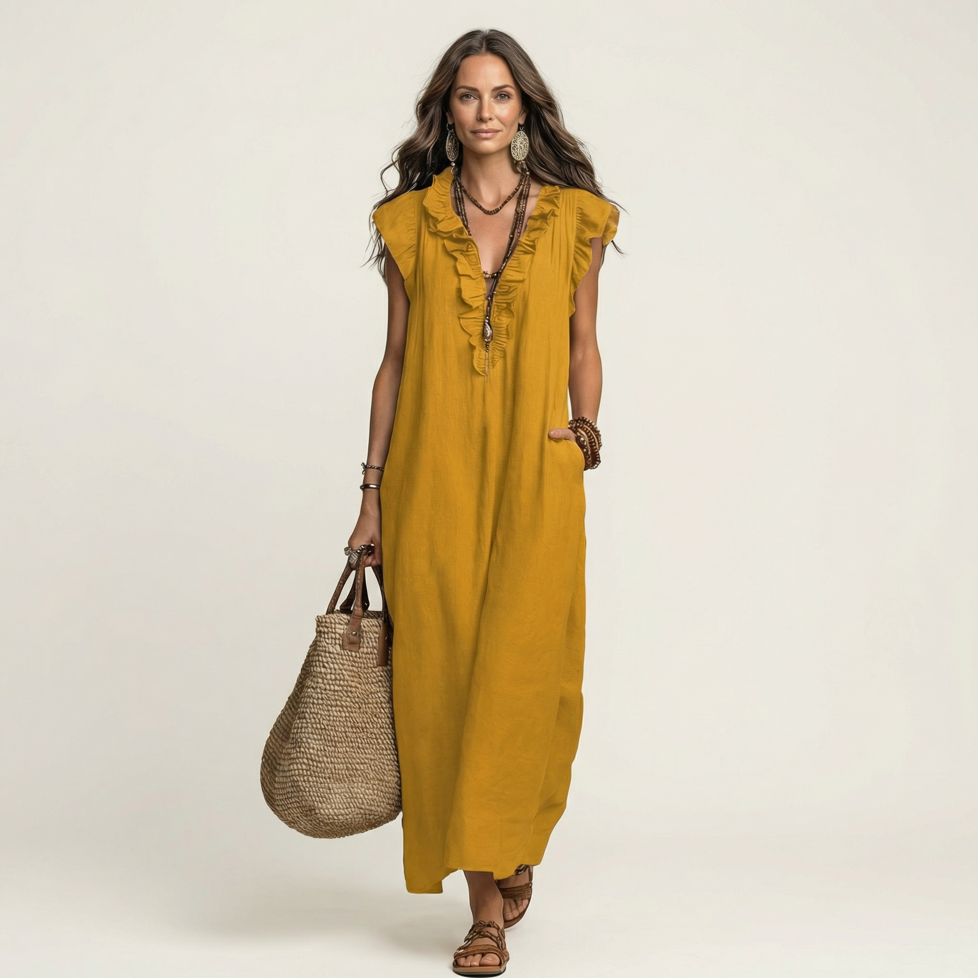 Vestido Maxi Josette - Elegancia Fluida con Volantes