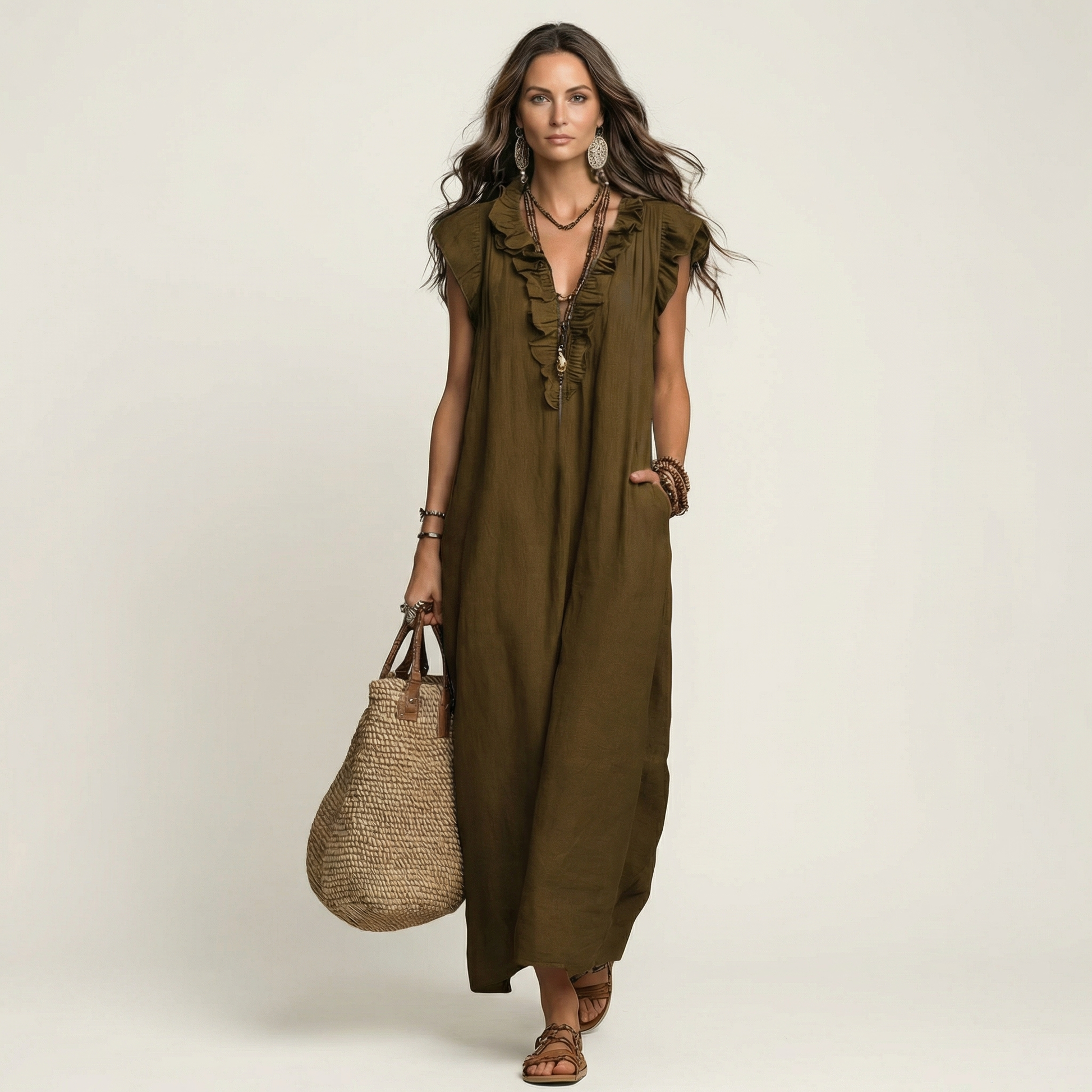 Vestido Maxi Josette - Elegancia Fluida con Volantes