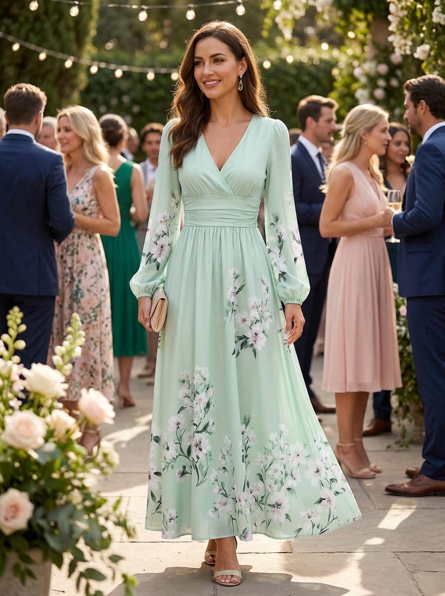 Serafina – Vestido Plisado con Escote en V
