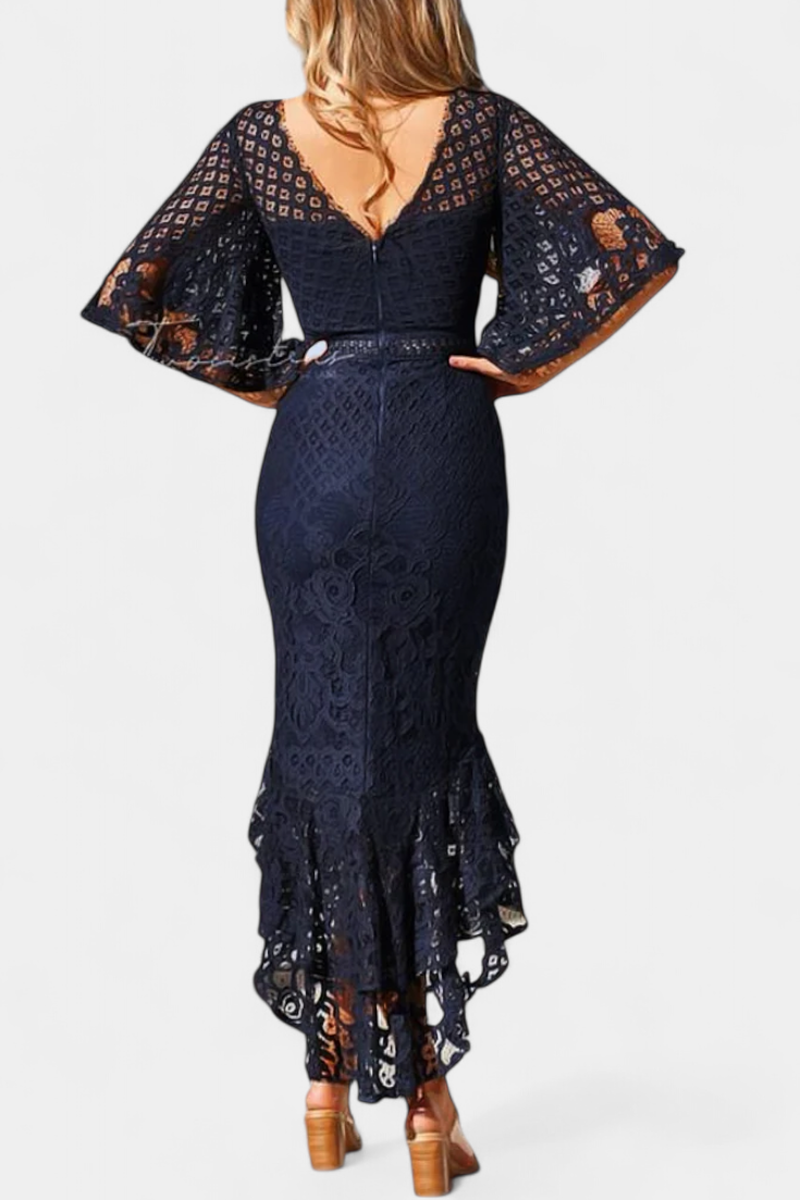Veronika Vestido Midi de Encaje con Escote Corazón