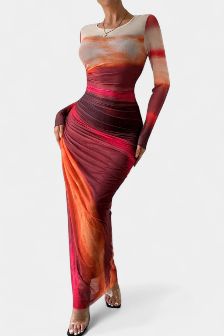 Galene Vestido Midi Ajustado con Capa