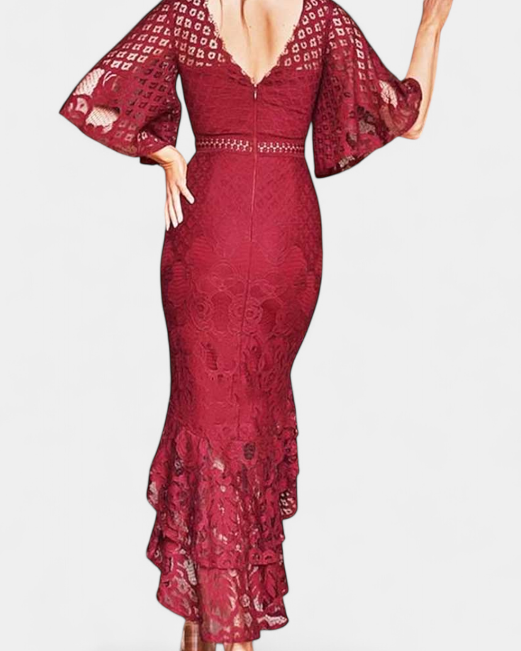 Veronika Vestido Midi de Encaje con Escote Corazón