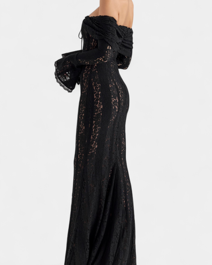 Rosalie Vestido Maxi Off-Shoulder de Encaje