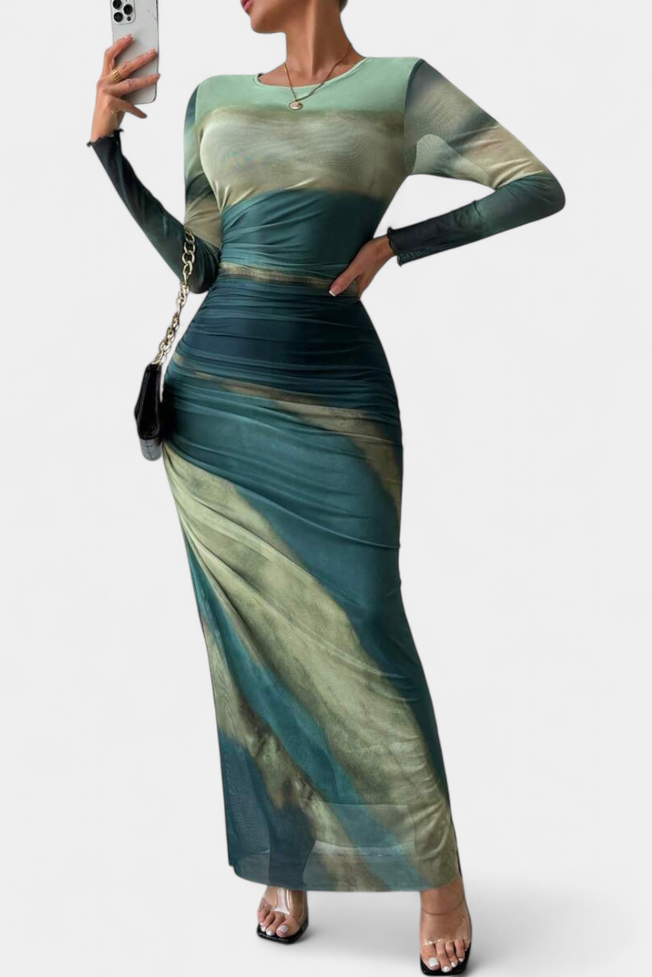 Galene Vestido Midi Ajustado con Capa