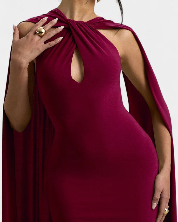 Faffienia Vestido Maxi con Escote Halter y Corte en Forma de Llave