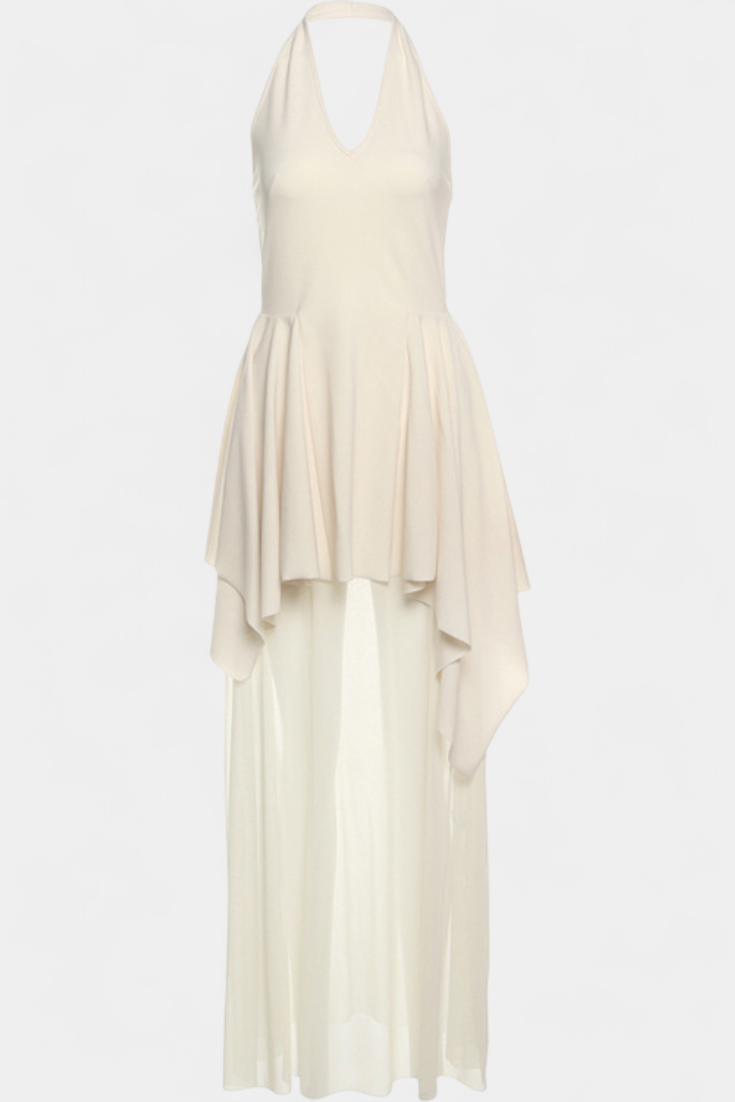 Hollis Vestido Largo con Escote Halter y Espalda Descubierta