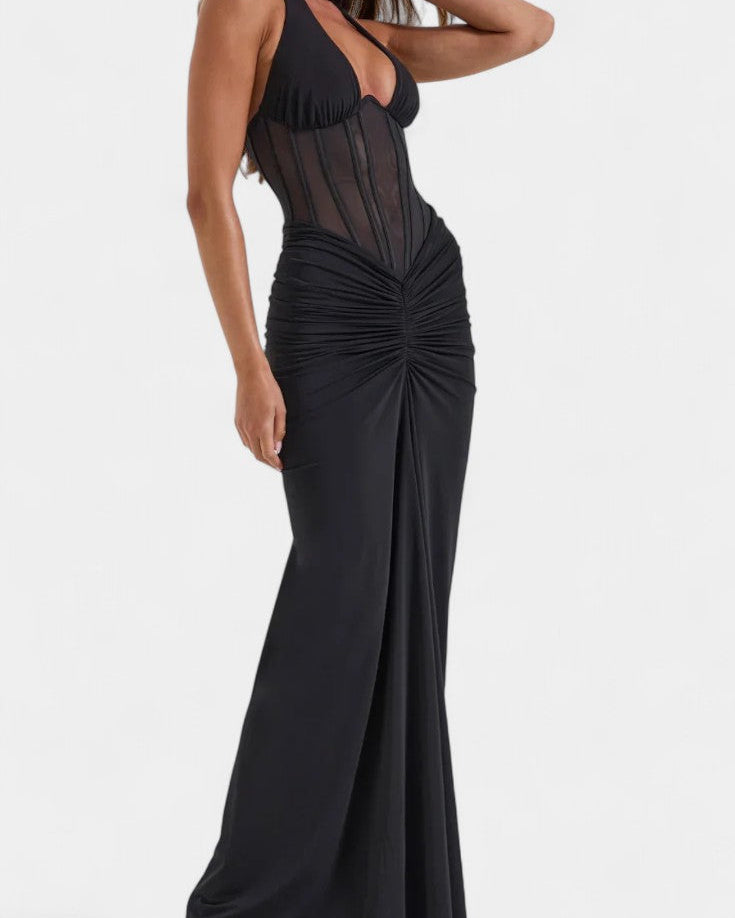 Angelina Vestido Corset con Falda Maxi Fruncida