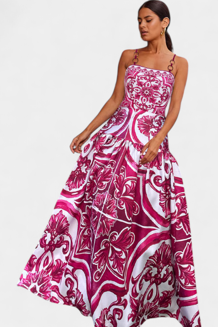 Ahria | Conjunto de Baño Estampado con Vestido de Tirantes