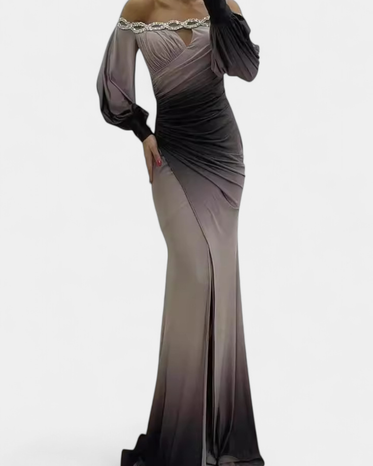 Julitta | Vestido Maxi Ombre con Hombros Descubiertos