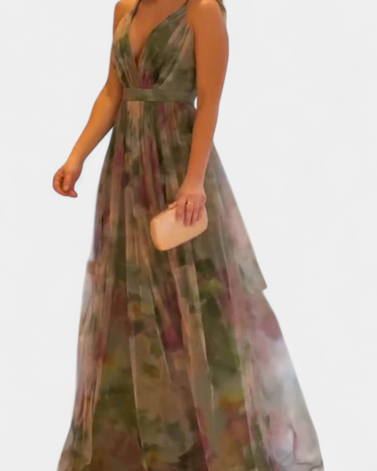 Ingrid Vestido Maxi Floral con Escote en V