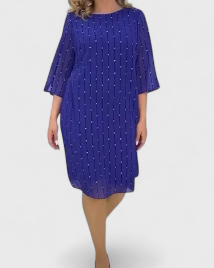 Polly Vestido Elegante de Gasa con Corte Clásico y Caída Fluida