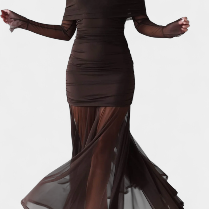 Desiree Vestido Maxi Strapless con Fruncidos Esculturales