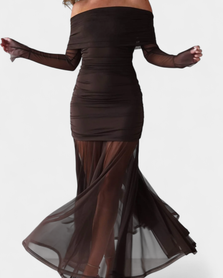 Desiree Vestido Maxi Strapless con Fruncidos Esculturales