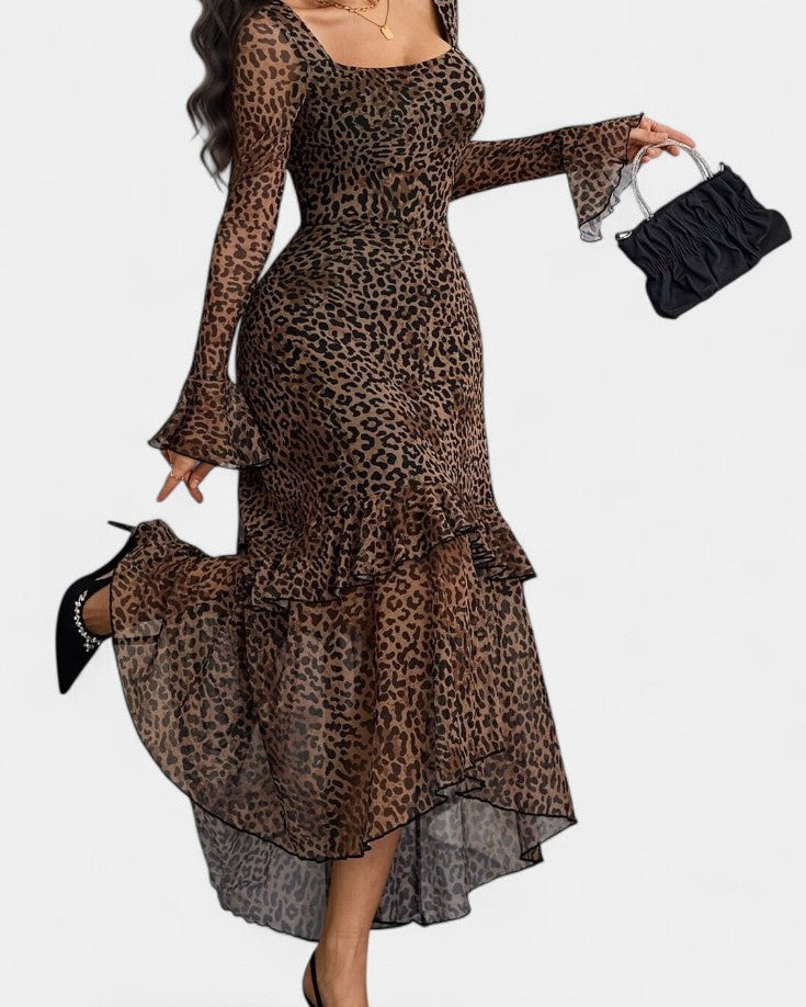 Amali Vestido Maxi de Estampado con Cuello Cuadrado