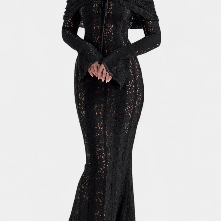 Rosalie Vestido Maxi Off-Shoulder de Encaje