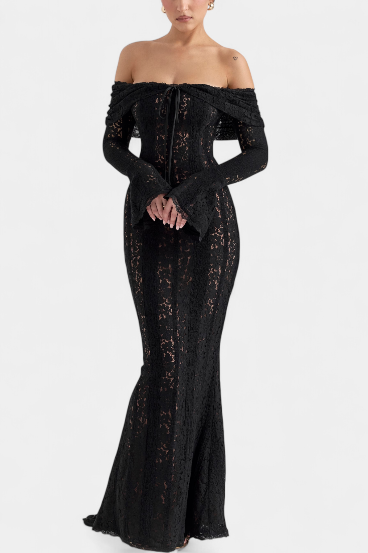 Rosalie Vestido Maxi Off-Shoulder de Encaje