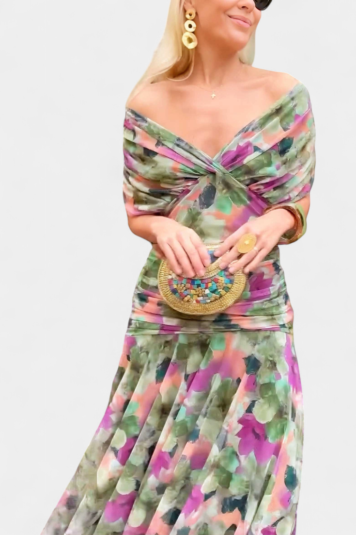 Robe Florale Longue Alondraa™ avec Décolleté en V