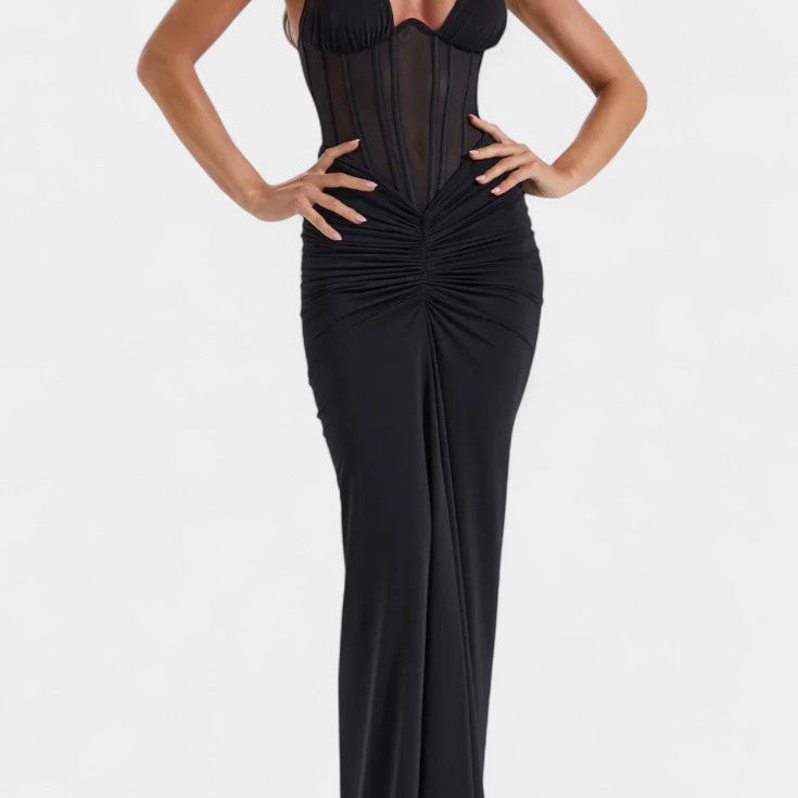 Angelina Vestido Corset con Falda Maxi Fruncida