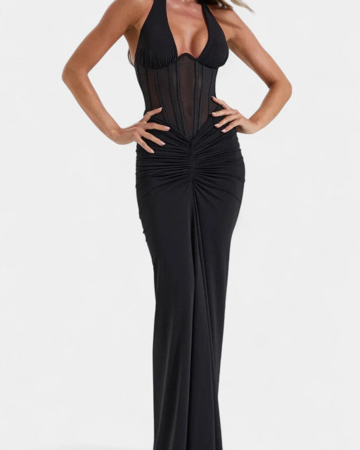 Angelina Vestido Corset con Falda Maxi Fruncida