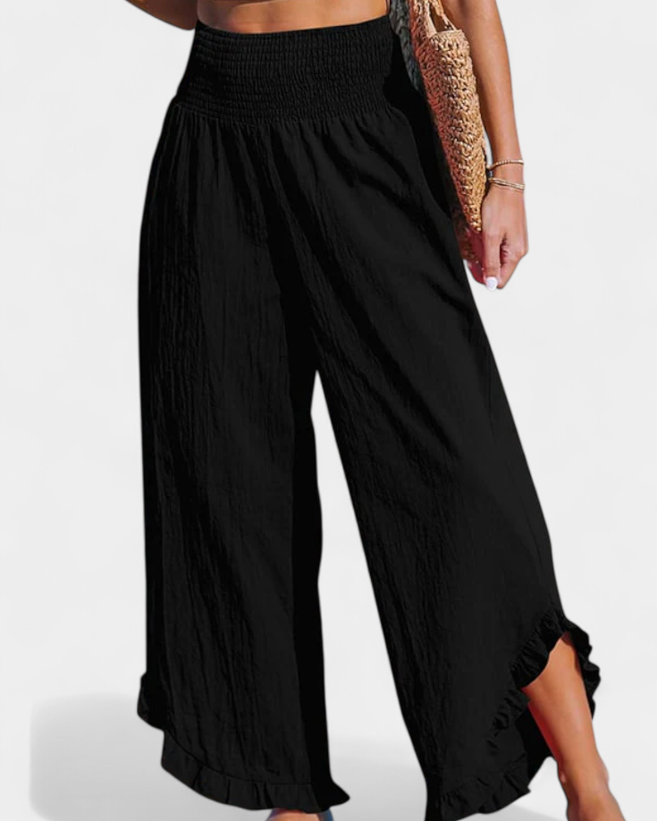 Justina | Pantalón Palazzo con Volantes y Talle Alto