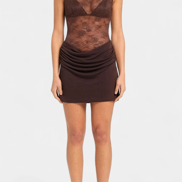 Nottola Vestido Mini de Encaje Sin Mangas
