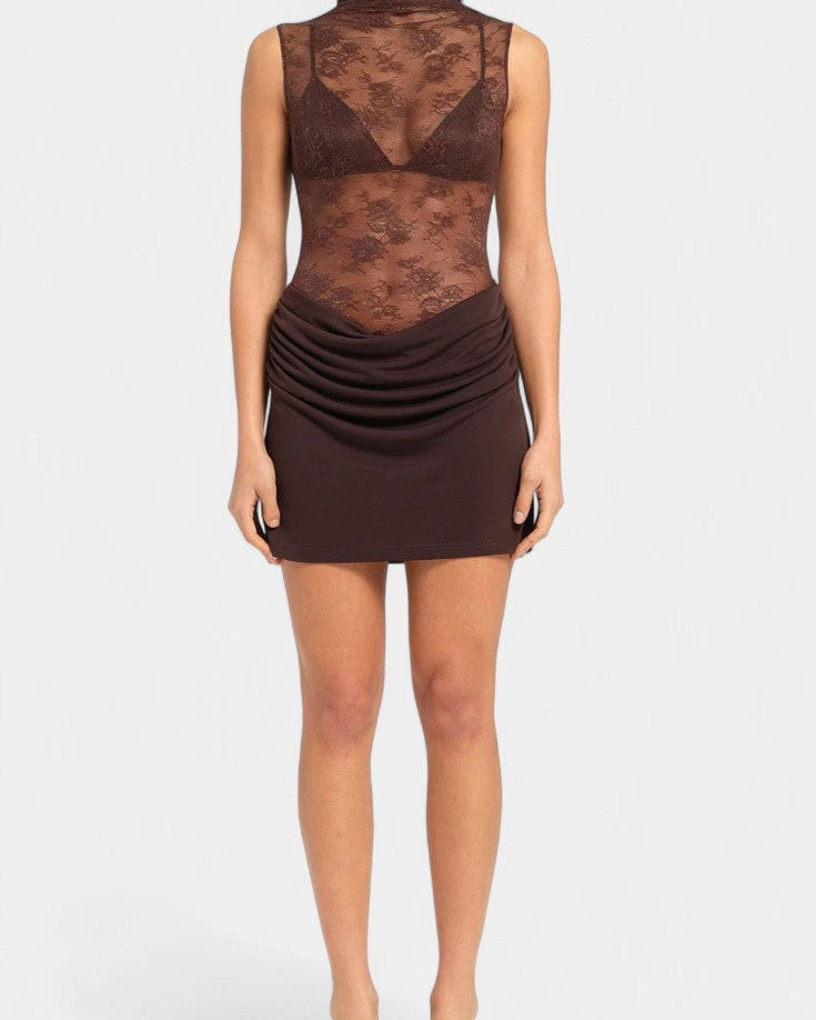 Nottola Vestido Mini de Encaje Sin Mangas