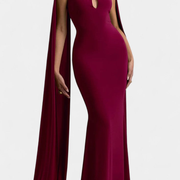 Faffienia Vestido Maxi con Escote Halter y Corte en Forma de Llave