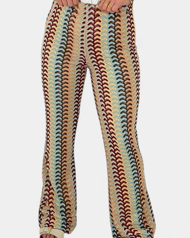 Carlie Pantalón Acampanado Estampado Retro